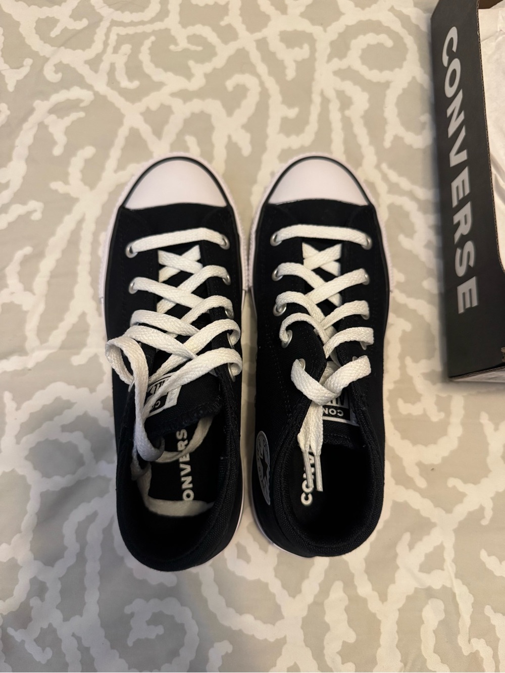 Converse Kids Black Canvas Low Top Sneakers with White Accents